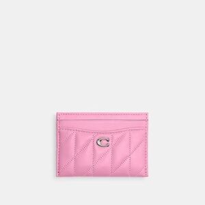 Coach Essential Card Case With Pillow Quilting In vivid Pink/silver